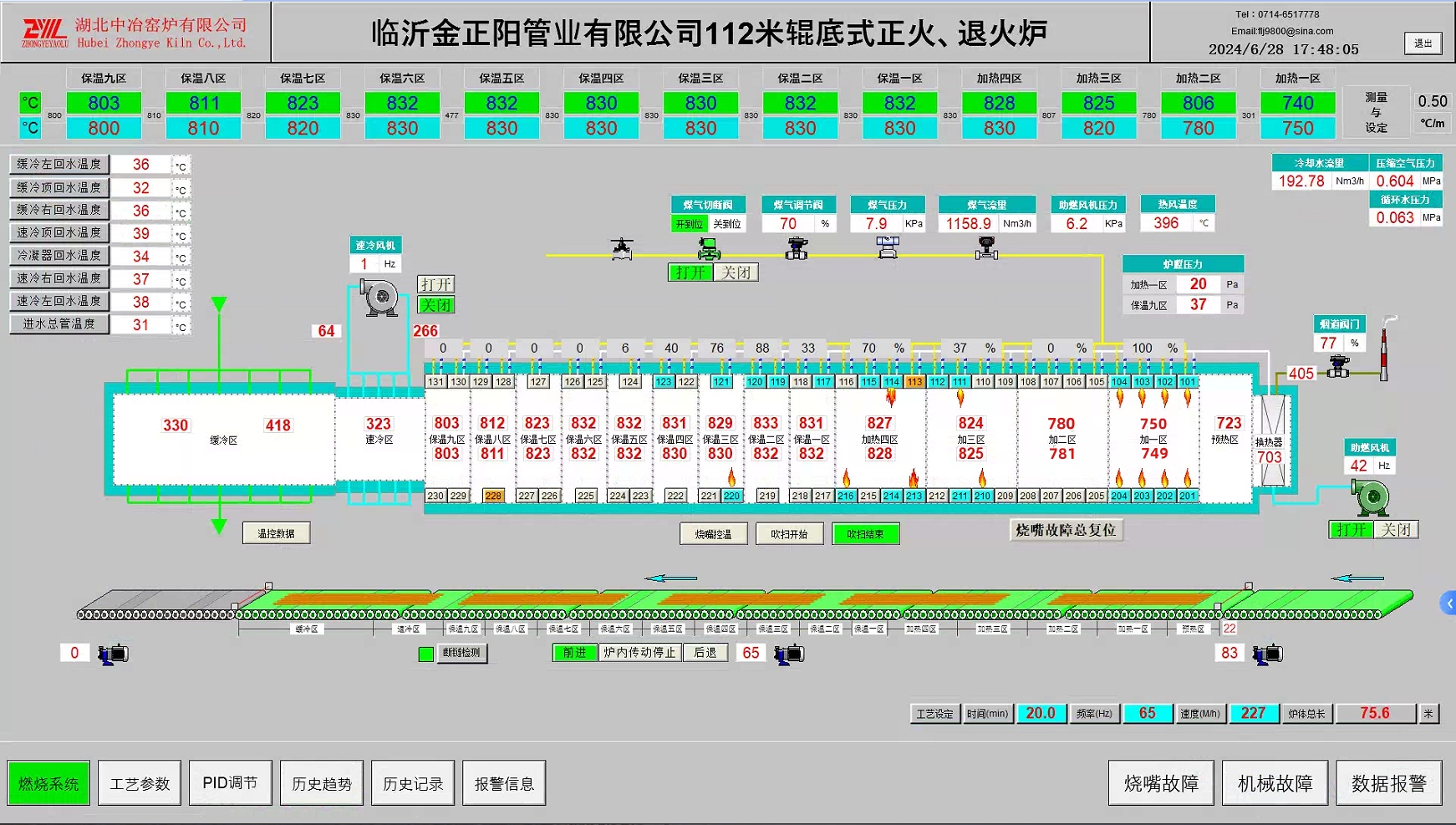 金正陽112m輥底式正火、退火爐控制系統(tǒng)